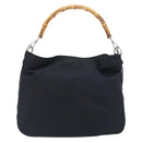 GUCCI Bamboo Handtasche Canvas 2-Wege Navy Silber 001 1577 Auth bs25743-13