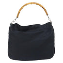GUCCI Bamboo Handtasche Canvas 2-Wege Navy Silber 001 1577 Auth bs25743-2