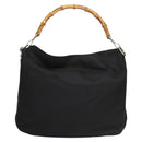 GUCCI Bamboo Hand Bag Canvas 2way Navy Silver 001 1577 Auth bs25743-2
