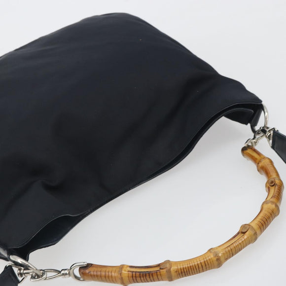 GUCCI Bamboo Handtasche Canvas 2-Wege Navy Silber 001 1577 Auth bs25743