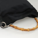 GUCCI Bamboo Hand Bag Canvas 2way Navy Silver 001 1577 Auth bs25743-6