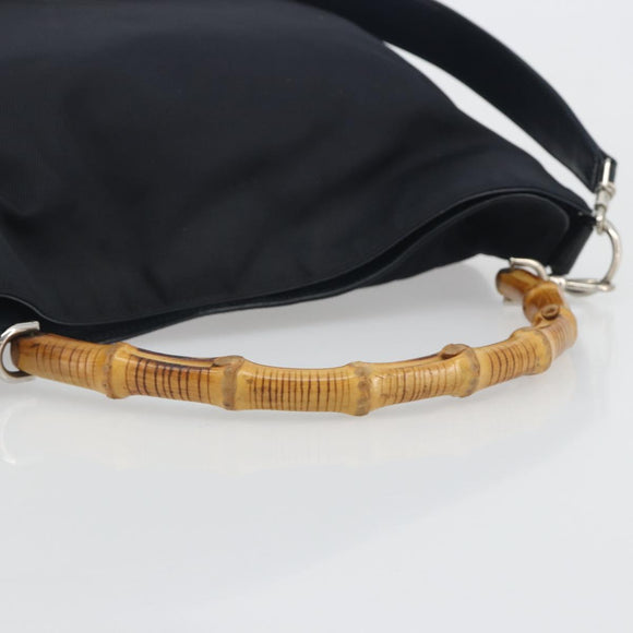 GUCCI Bamboo Handtasche Canvas 2-Wege Navy Silber 001 1577 Auth bs25743