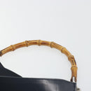 GUCCI Bamboo Handtasche Canvas 2-Wege Navy Silber 001 1577 Auth bs25743-8