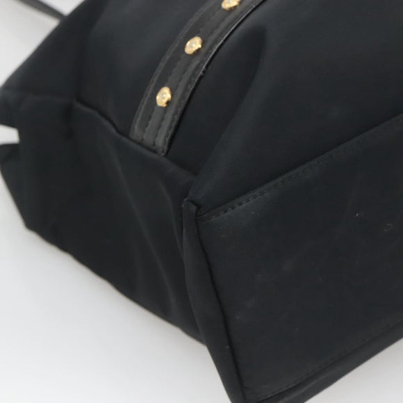Gianni Versace Tote Bag Nylon Black Gold Auth bs25747