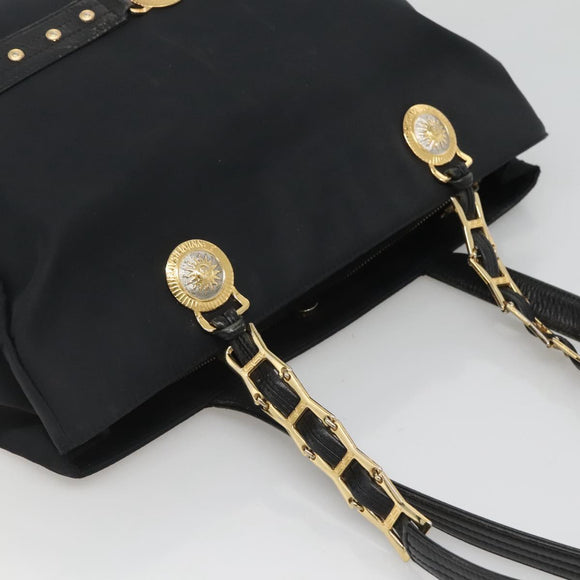 Gianni Versace Tote Bag Nylon Black Gold Auth bs25747
