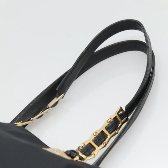 Gianni Versace Tote Bag Nylon Black Gold Auth bs25747