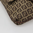 FENDI Zucchino Canvas Shoulder Bag Brown Black Auth bs25758-14