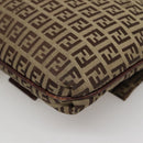 FENDI Zucchino Canvas Shoulder Bag Brown Black Auth bs25758-15