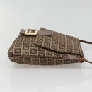 FENDI Zucchino Canvas Shoulder Bag Brown Black Auth bs25758-3