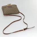 FENDI Zucchino Canvas Shoulder Bag Brown Black Auth bs25758-7