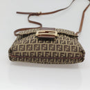 FENDI Zucchino Canvas Shoulder Bag Brown Black Auth bs25758-5