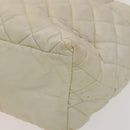 CHANEL Coco Cocoon Hand Bag Nylon White Silver CC Auth bs25763-15