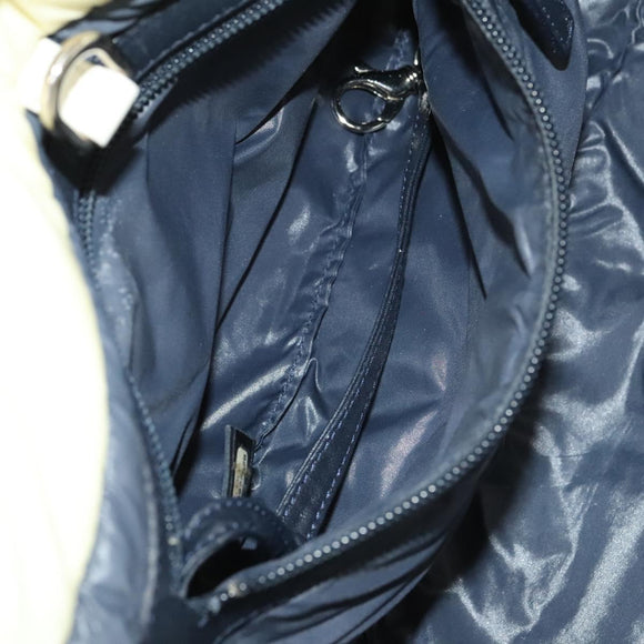 CHANEL Coco Cocoon Hand Bag Nylon White Silver CC Auth bs25763