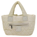 CHANEL Coco Cocoon Hand Bag Nylon White Silver CC Auth bs25763-13