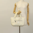 CHANEL Coco Cocoon Hand Bag Nylon White Silver CC Auth bs25763-20