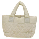 CHANEL Coco Cocoon Hand Bag Nylon White Silver CC Auth bs25763-2