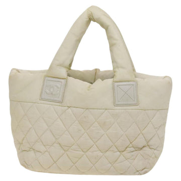CHANEL Coco Cocoon Hand Bag Nylon White Silver CC Auth bs25763 - 0