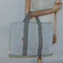 HERMES New Fourre Tout MM Hand Bag Canvas Gray Silver Auth bs25765-19