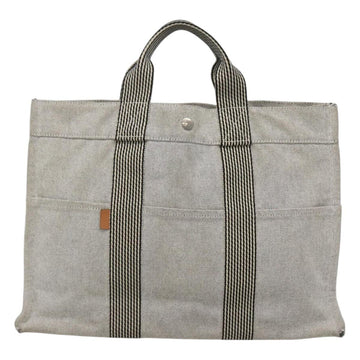 HERMES New Fourre Tout MM Hand Bag Canvas Gray Silver Auth bs25765 - 0