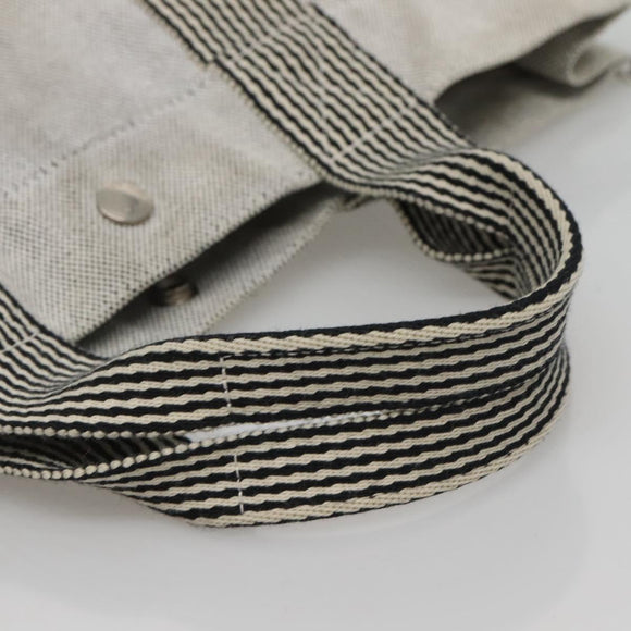 HERMES New Fourre Tout MM Hand Bag Canvas Gray Silver Auth bs25765