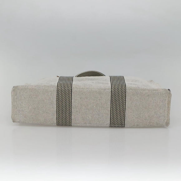 HERMES New Fourre Tout MM Hand Bag Canvas Gray Silver Auth bs25765