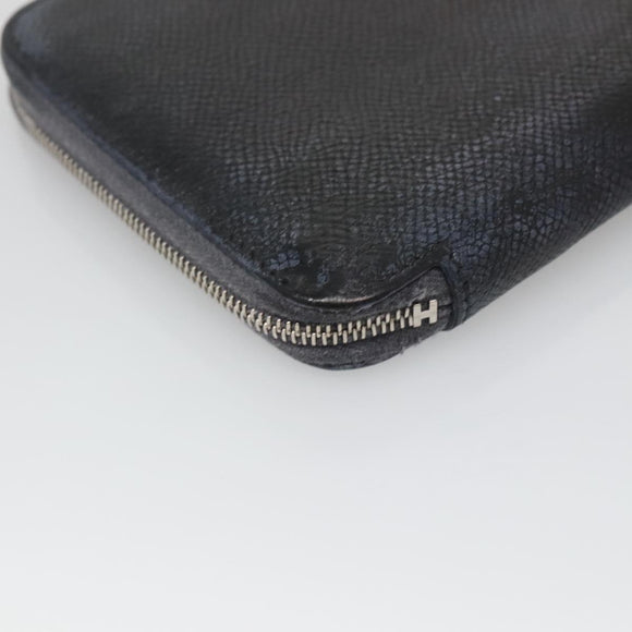 HERMES Long Wallet Leather Navy Auth bs25774