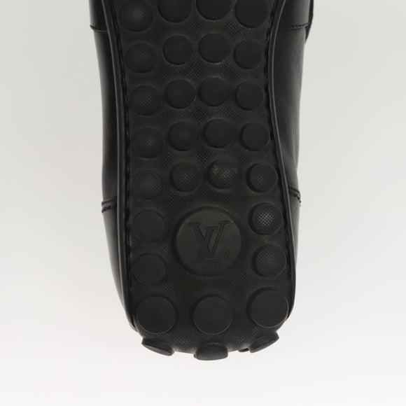 LOUIS VUITTON Driving Shoes Leather Black LV Auth bs25780