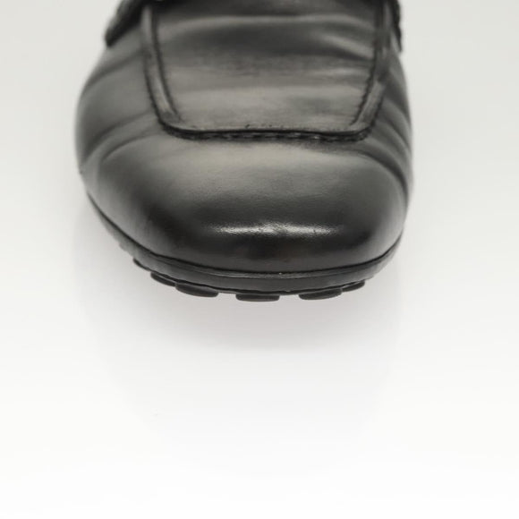 LOUIS VUITTON Driving Shoes Leather Black LV Auth bs25780
