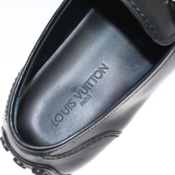 LOUIS VUITTON Driving Shoes Leather Black LV Auth bs25780