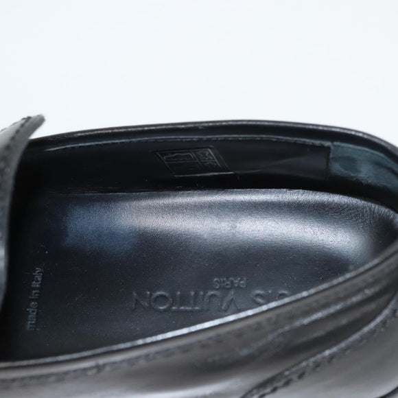 LOUIS VUITTON Driving Shoes Leather Black LV Auth bs25780