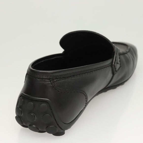 LOUIS VUITTON Driving Shoes Leather Black LV Auth bs25780