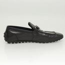 LOUIS VUITTON Driving Shoes Leather Black LV Auth bs25780-21