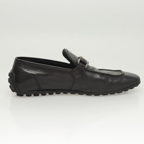 LOUIS VUITTON Driving Shoes Leather Black LV Auth bs25780