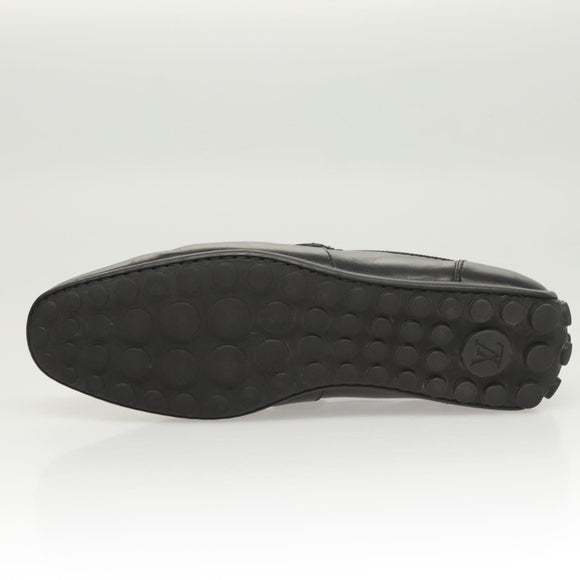 LOUIS VUITTON Driving Shoes Leather Black LV Auth bs25780