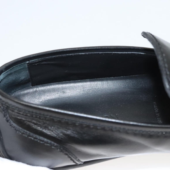 LOUIS VUITTON Driving Shoes Leather Black LV Auth bs25780