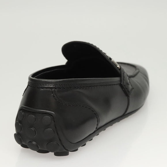 LOUIS VUITTON Driving Shoes Leather Black LV Auth bs25780