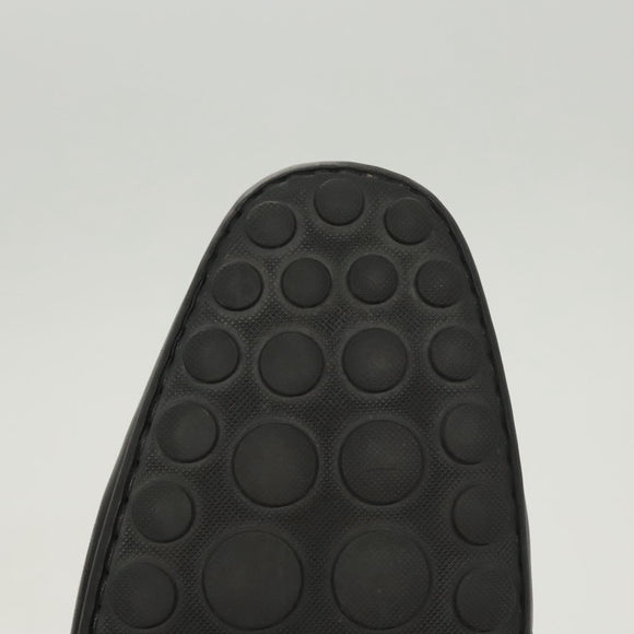 LOUIS VUITTON Driving Shoes Leather Black LV Auth bs25780