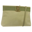 Salvatore Ferragamo Shoulder Bag Suede Green Gold Auth bs25782-1