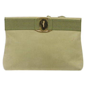 Salvatore Ferragamo Shoulder Bag Suede Green Gold Auth bs25782 - 0