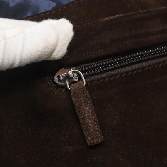 Salvatore Ferragamo Tote Bag Suede Brown Silver Auth bs25783