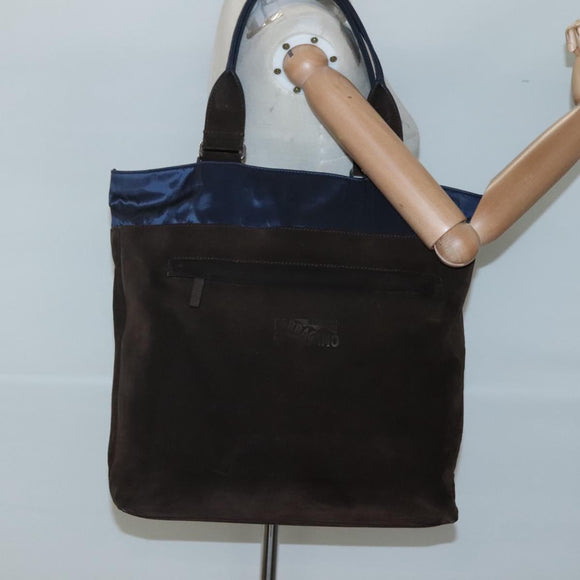 Salvatore Ferragamo Tote Bag Suede Brown Silver Auth bs25783