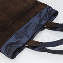 Salvatore Ferragamo Tote Bag Suede Brown Silver Auth bs25783-6