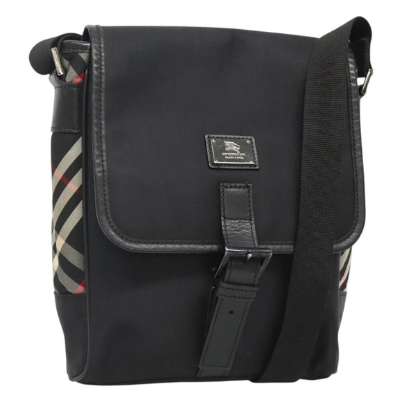 BURBERRY Shoulder Bag Nylon Black Silver Auth bs25785