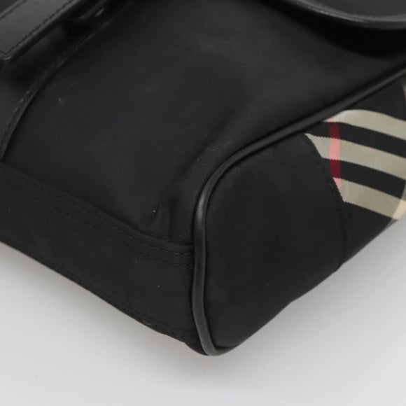 BURBERRY Shoulder Bag Nylon Black Silver Auth bs25785