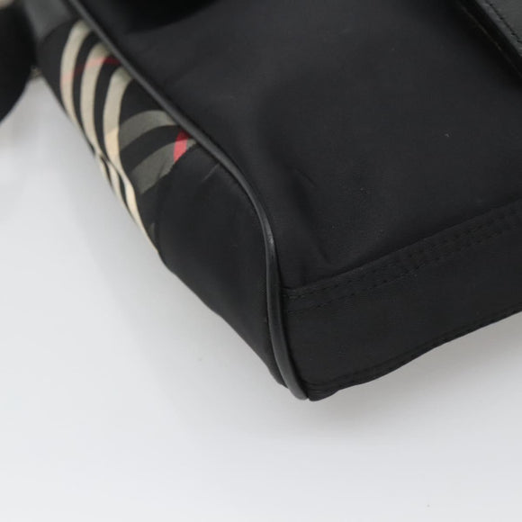 BURBERRY Shoulder Bag Nylon Black Silver Auth bs25785