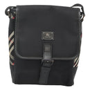 BURBERRY Shoulder Bag Nylon Black Silver Auth bs25785-13