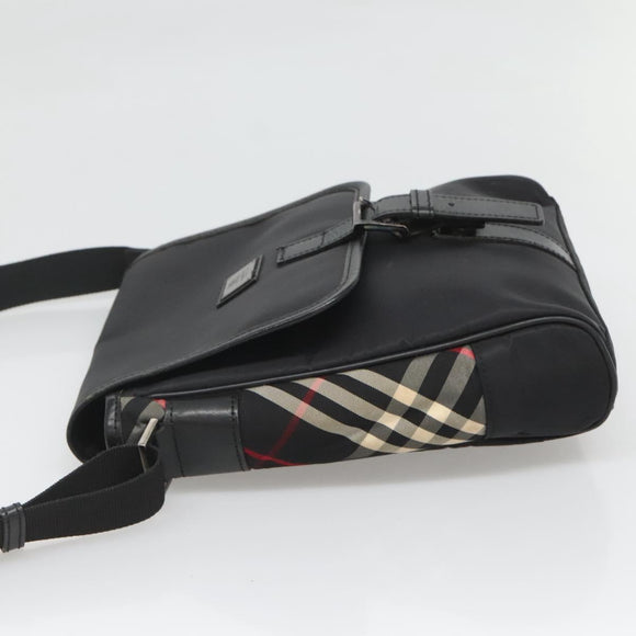 BURBERRY Shoulder Bag Nylon Black Silver Auth bs25785