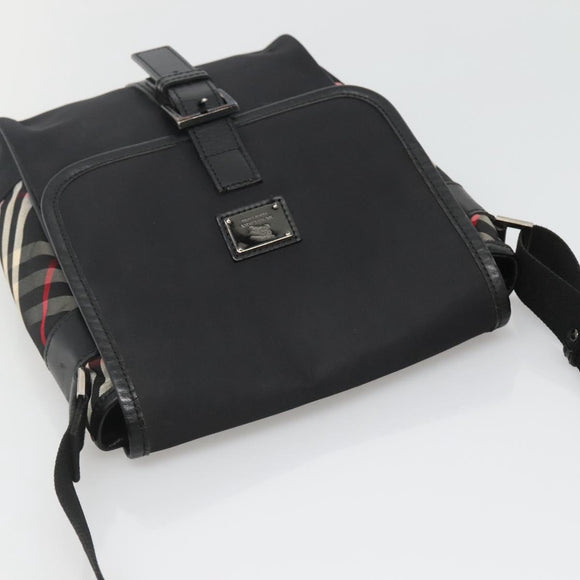 BURBERRY Shoulder Bag Nylon Black Silver Auth bs25785