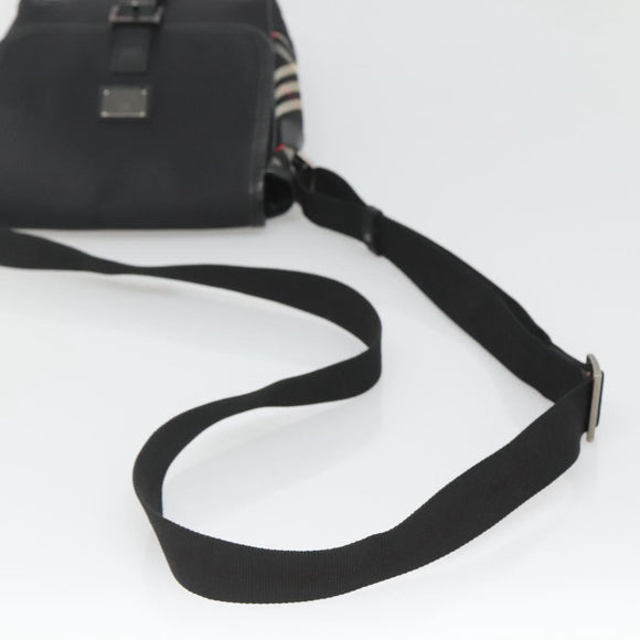 BURBERRY Shoulder Bag Nylon Black Silver Auth bs25785