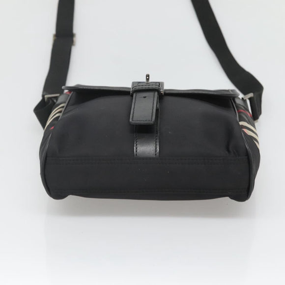 BURBERRY Shoulder Bag Nylon Black Silver Auth bs25785